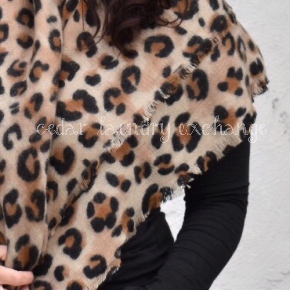 Large Leopard Print Scarf - Picture 2 of 5